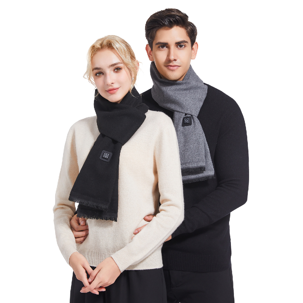 Factory Supply Unisex USB Electric Heated Scarf Khaki, Rechargeable Smart Neck Warmer, Washable Winter Heating Scarf Bulk Order Supported